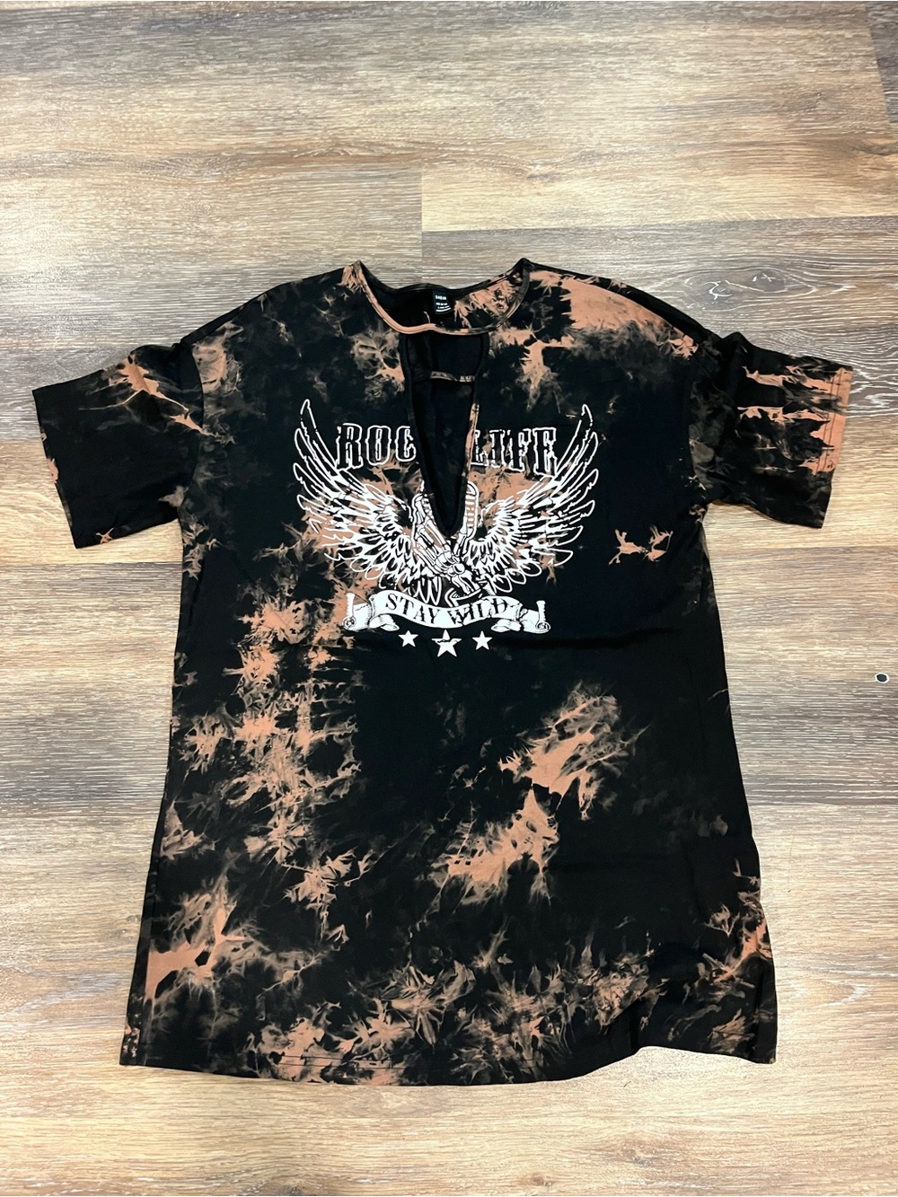 Black & Rust Tie-Dye 'Rock Life' Graphic Tee dress